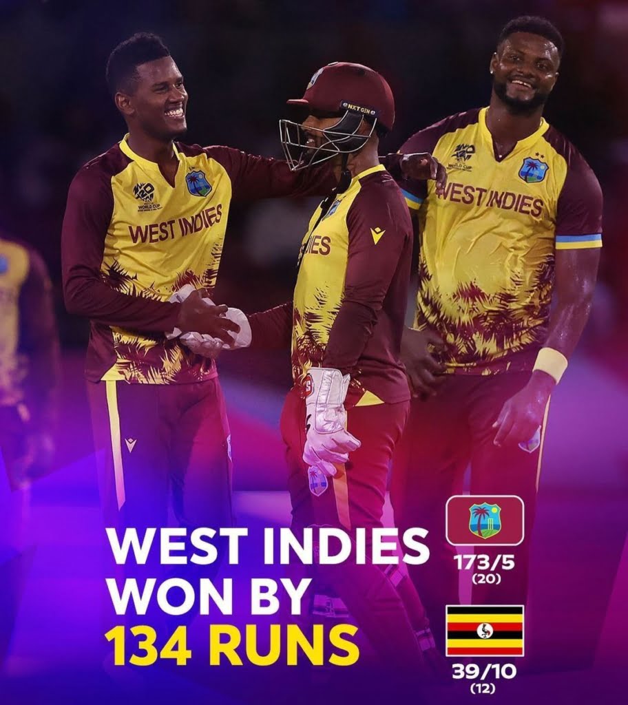 T20 World Cup 2024:West Indies vs Uganda पर दर्ज की बड़ी जीत